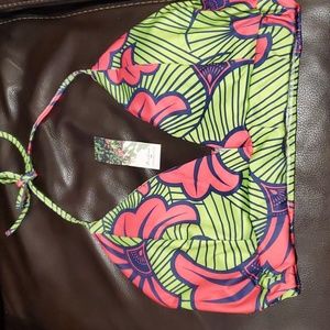 V NECK PADDED SWIMWEAR/SPORTS BRA NWT